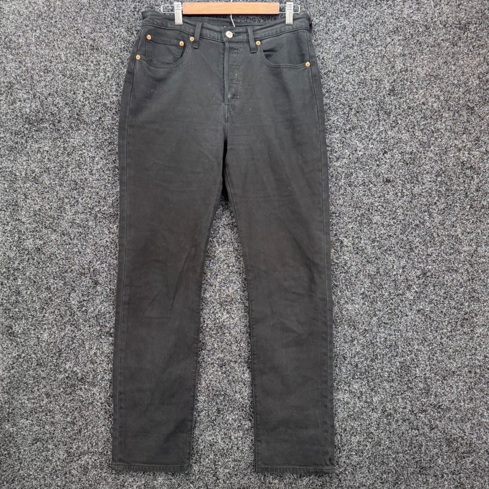 Levis 501 Original Fit Jeans Black Stretch Denim Straight Leg Button Fly Pants